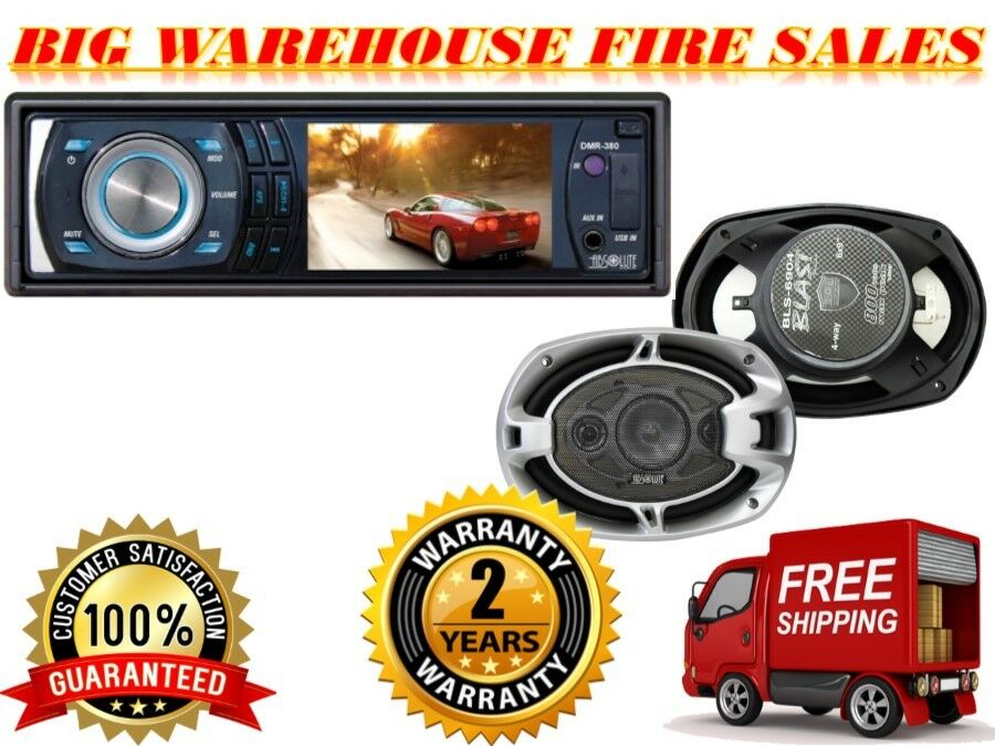 Absolute DMR380BTAD 3.5" DVD/CD/MP3/AM/FM Player & Pair of BLS-6904 6X9" speaker