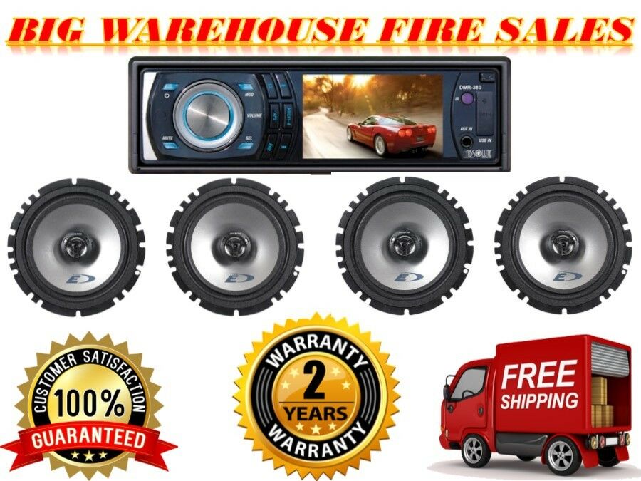 Absolute DMR-380BTAD DVD/CD/MP3/AM/FM Player & 2 Pairs Alpine SXE-1726S 6.5" Speakers