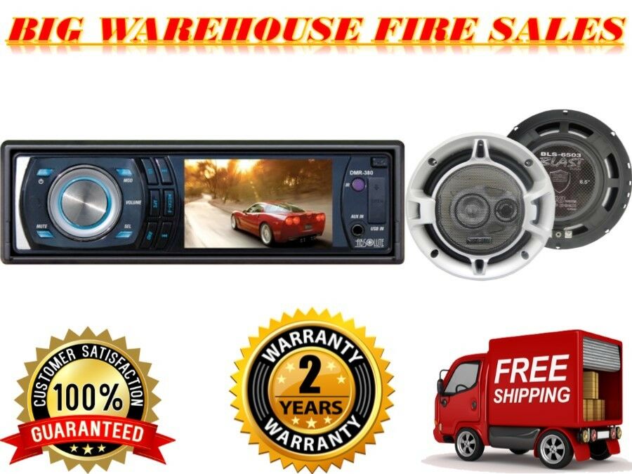 Absolute DMR-380BTAD 3.5" Single Din Car Stereo & (2) 6.5" speakers