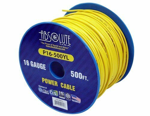 Absolute USA P16-500YL 16 Gauge 500-Feet Power Cable (Yellow)