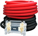 Patron PKIT025RB 0 Gauge 50 Feet Wire Red / Black Amplifier Amp Power/Ground Cable 1/0 Set - Free Fuse