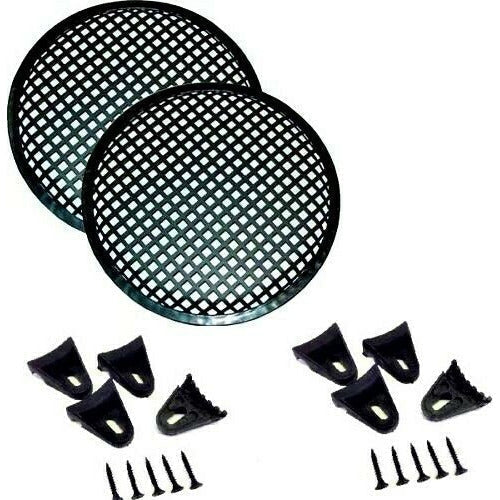 2 Absolute DJS10 10" Subwoofer Grilles<br/>10" Inch Universal Speaker Subwoofer Grille Mesh Cover W/ Clips Screws Guard