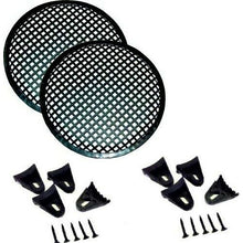 Charger l&#39;image dans la galerie, Two 10&quot; Universal Metal Speaker Subwoofer Grill Mesh Cover with Clips Screws Guard