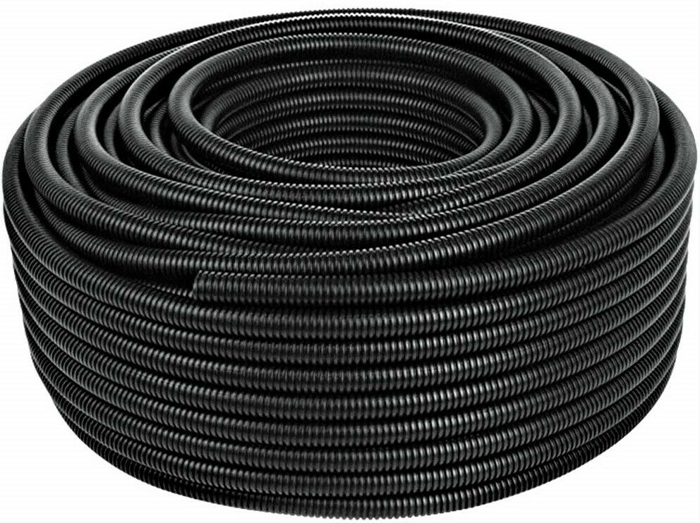 American Terminal 100 Feet Black 5/8" Split Wire Loom Conduit Corrugated Plastic Tubing Sleeve Tube US