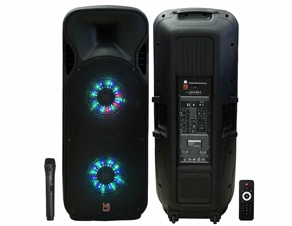 MR DJ Lets Jump<br>Dual 15" 3Way 5000W DJ Active Speaker Powered PA Party BT USB Speaker MIC