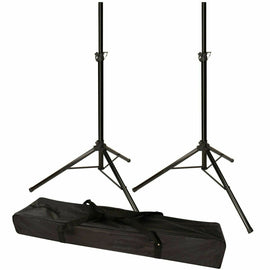 2 MR DJ SS350B Speaker Stand with Road Carrying Bag Universal Black Heavy Duty Folding Tripod PRO PA DJ Home On Stage Speaker Stand Mount Holder with Road Carrying Bag