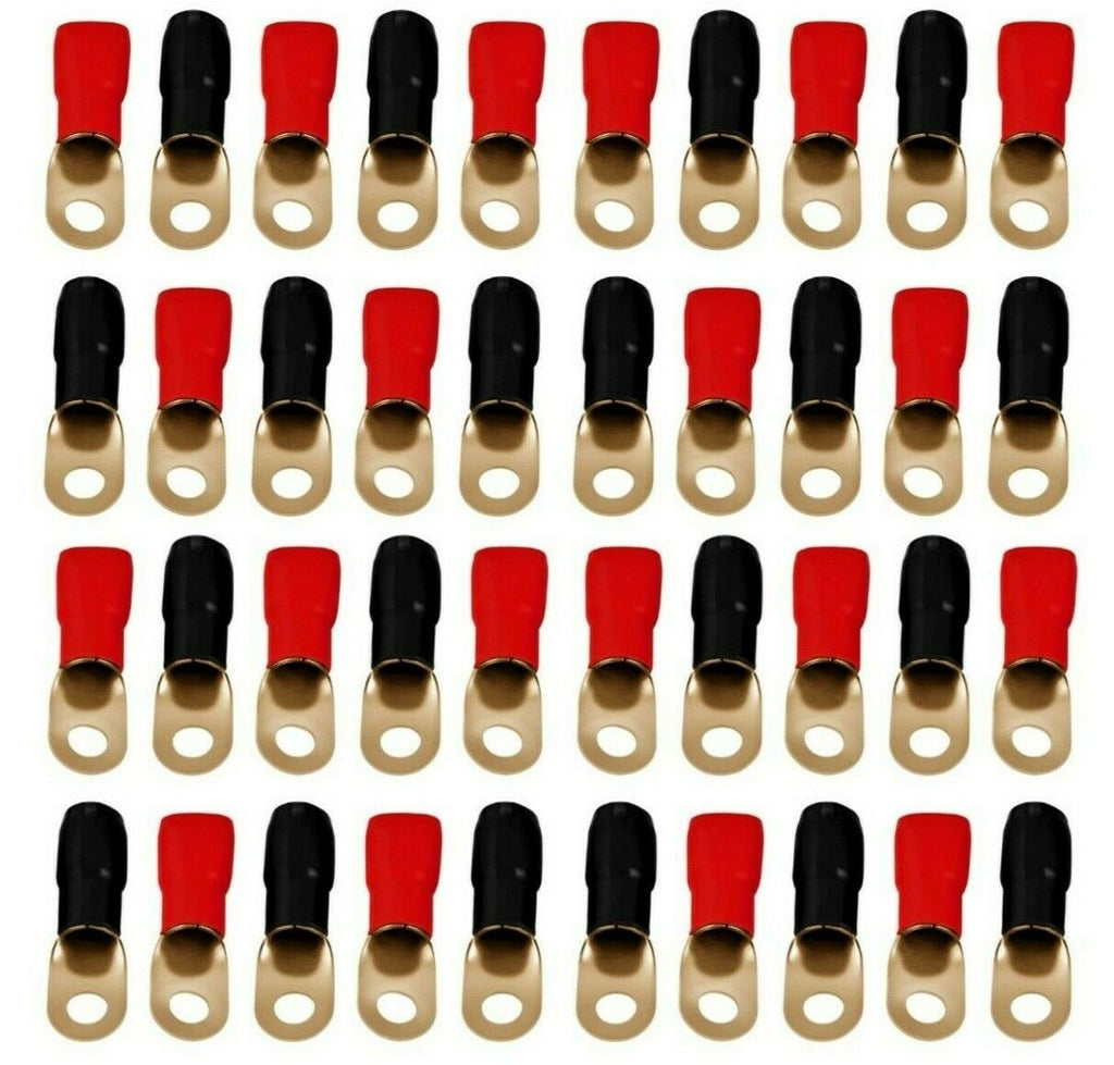 Absolute USA GRT00100 1/0 Gauge Crimp Ring Terminals Connectors 100-Pack (Red Black)