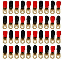 Load image into Gallery viewer, Absolute USA GRT00100 1/0 Gauge Crimp Ring Terminals Connectors 100-Pack (Red Black)