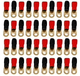 MK Audio GRT00-100 1/0 Gauge Crimp Ring Terminals Connectors 100-Pack Red/Black