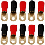MR DJ DGRT0010 1/0 Gauge Crimp Ring Terminals Connectors 10-Pack (Red, Black)