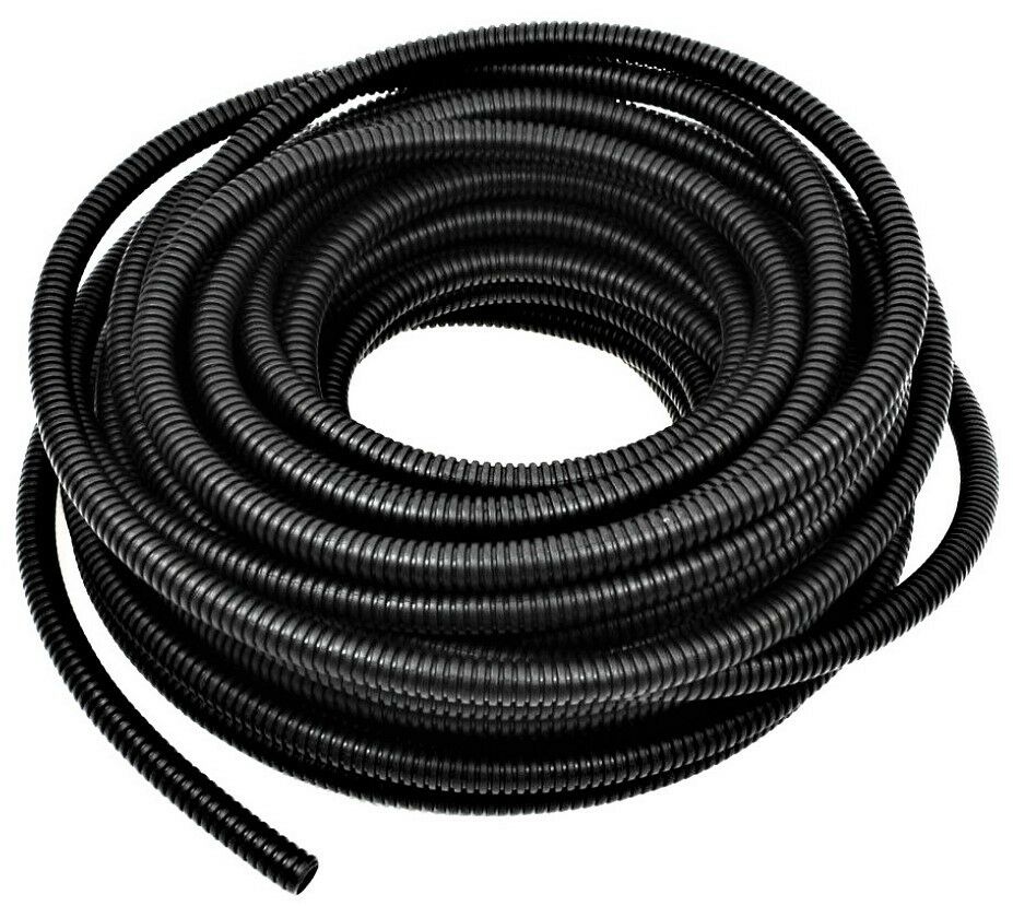 American Terminal 100FT Black 1/4" Split Loom Wire Conduit Corrugated Plastic Tubing Sleeve