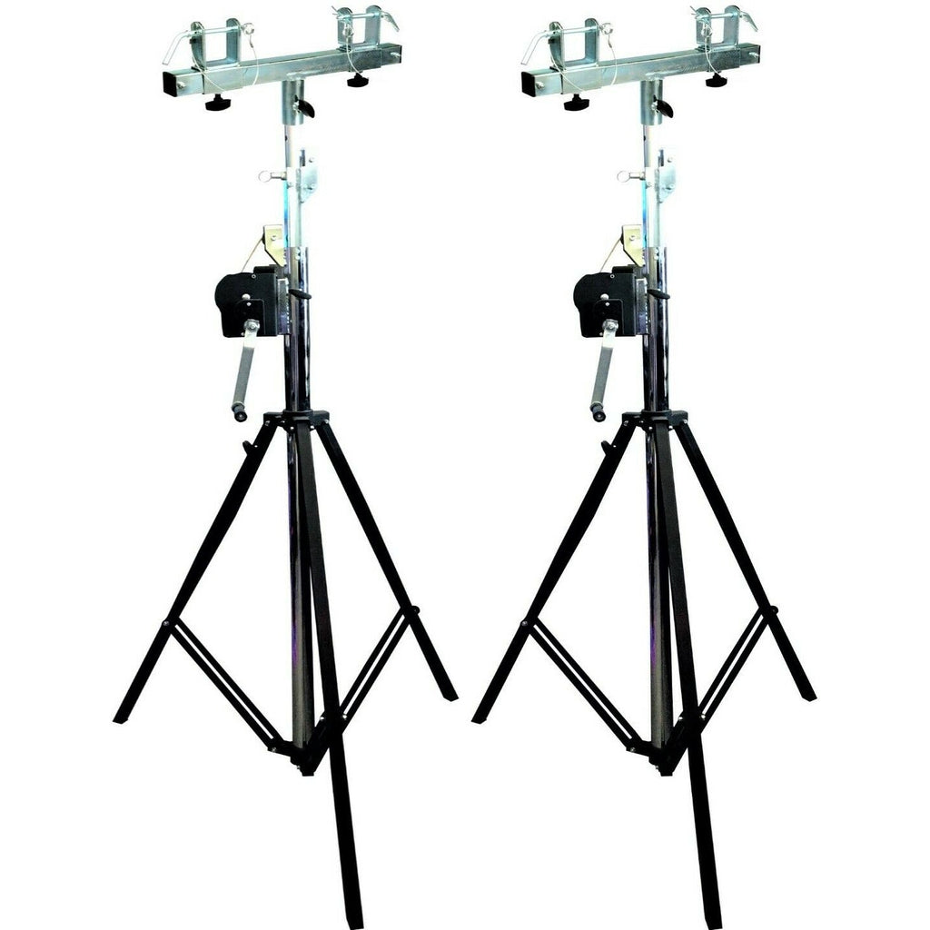 2 MR TRUSS TST200 & TSBC250 Pro Lighting 12 Foot Crank Light Stand & Square Truss T-Bar