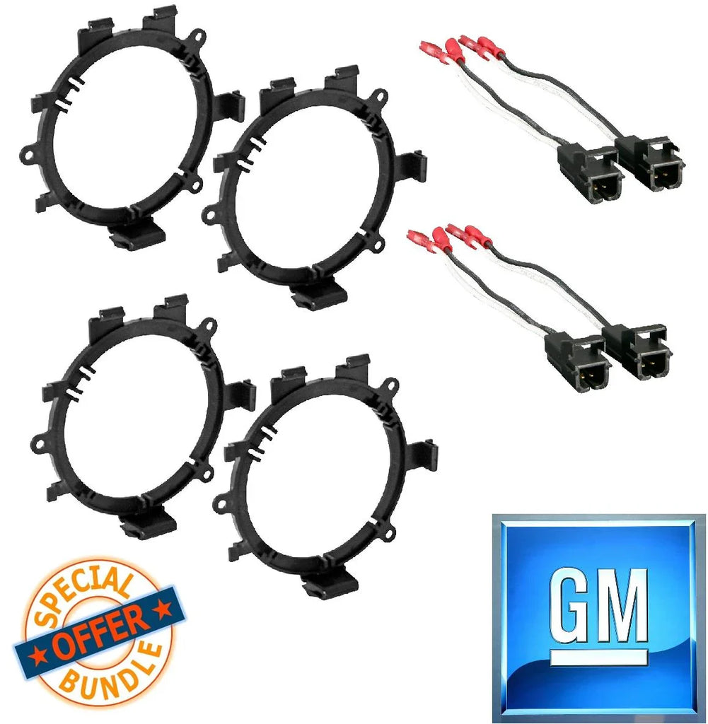 2 Pairs Metr 72-4568 Wiring Harness + GMSB345 GM Speaker Adapter For 6.5" Speakers