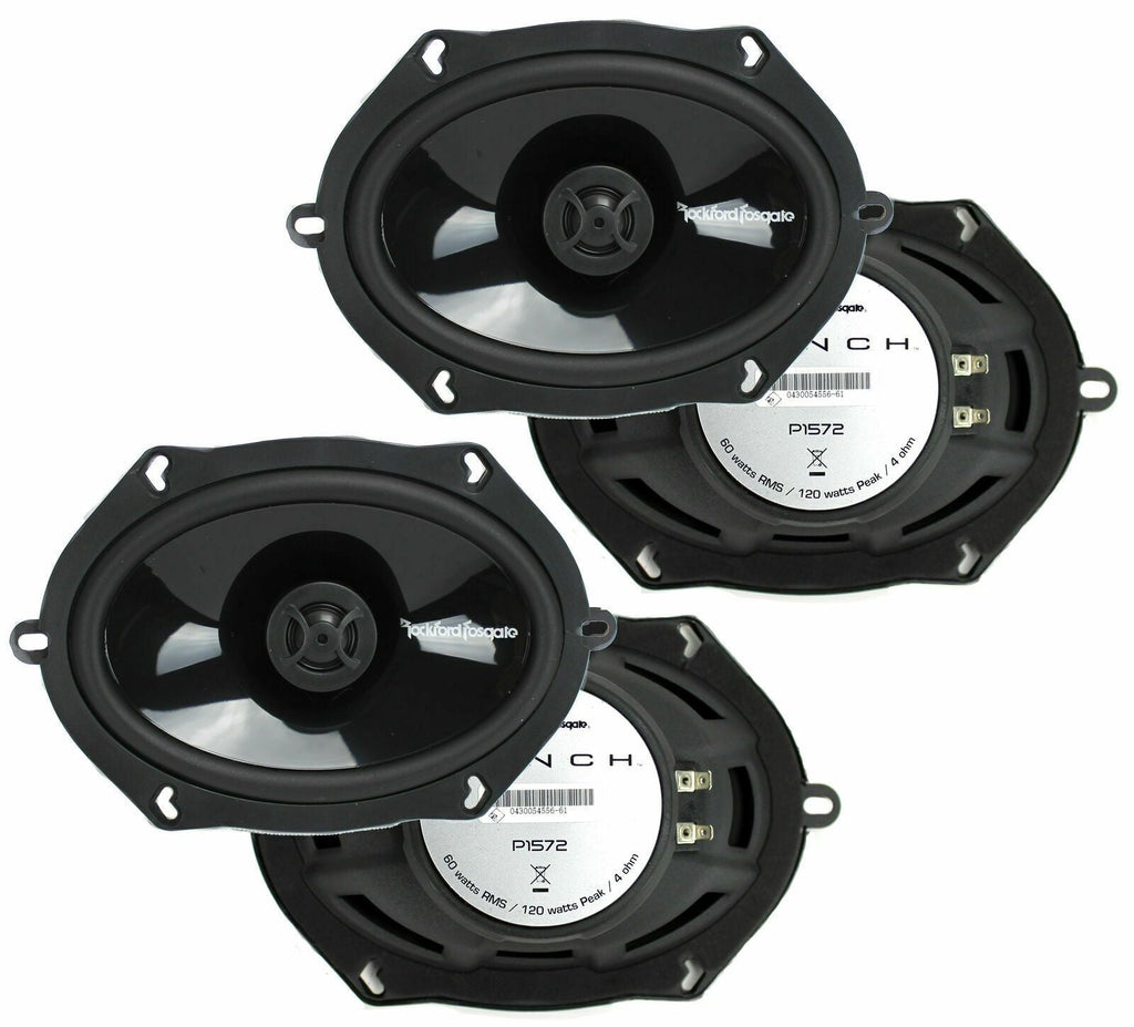 4 Rockford Fosgate P1572 5x7" Punch Series 2-Way Coaxial Full Range Car Speakers