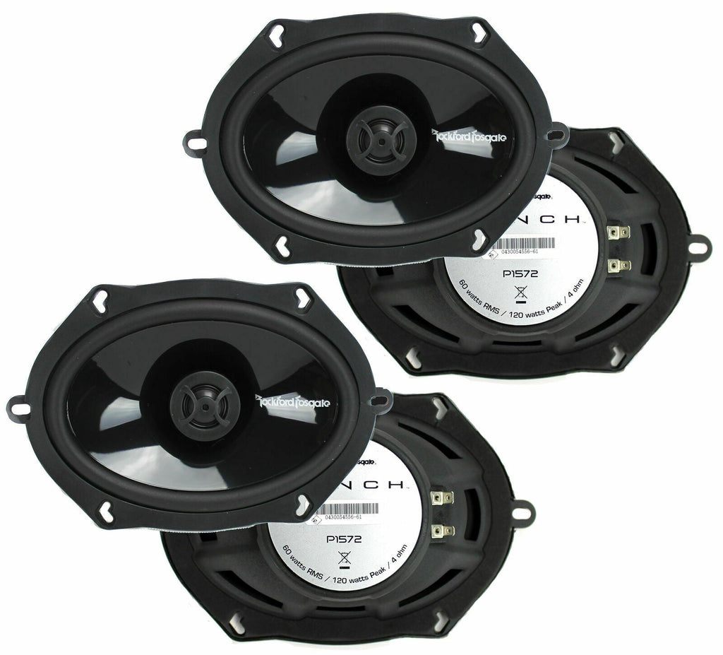 2 Pair Rockford Fosgate P1572 5x7" Punch Series 2-Way Coaxial Full Range Car Speakers