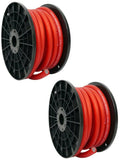 2 Patron SPW-0-50RD 1/0 Gauge 50 FT Xtreme Twisted Power/Ground Battery Wire Cables Set Red