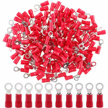 Load image into Gallery viewer, RT2218R-200 200 pcs #8 Red RT2218R 22/16 Gauge Vinyl Insulated Connectors Ring Terminal