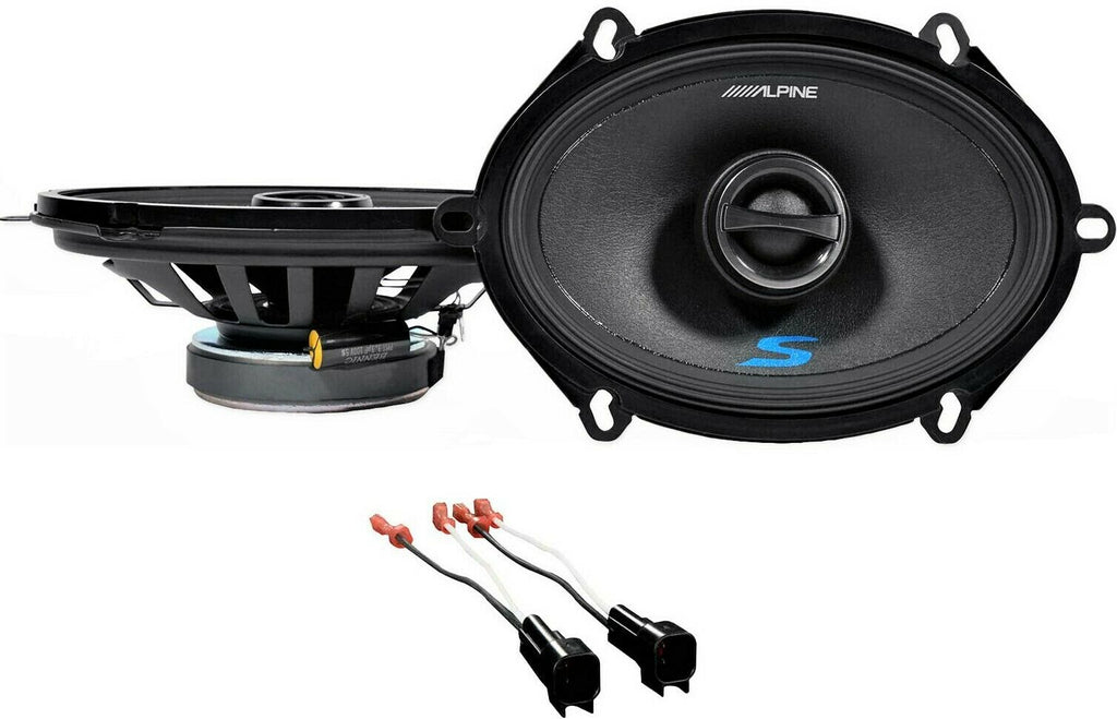 Alpine S-S57 5x7" Rear Factory Speaker Replacement Kit For 1999-2004 Ford F-250 350 450 550 + Metra 72-5600 Speaker Harness