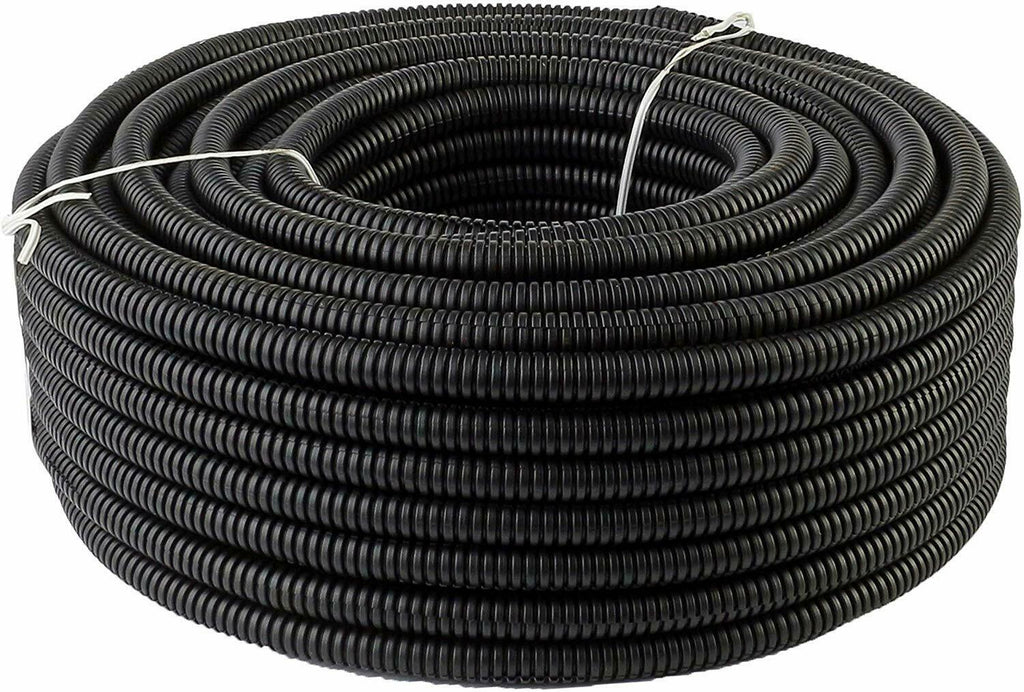 American Terminal 50' Feet 1/4" Black Split Loom Wire Flexible Tubing Wire Cover for Various Automotive, Home, Marine, Industrial Wiring Applications, Etc.