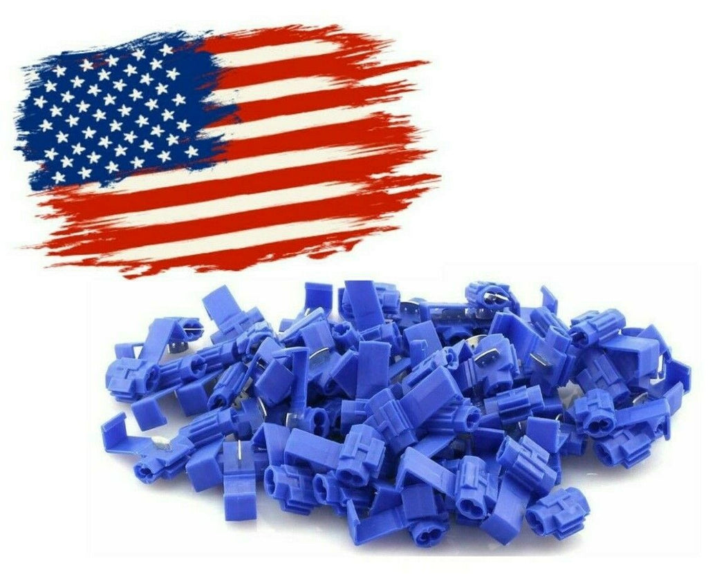 Patron 100pcs Quick Splice Wire Terminals Snap Lock Blue 16-14 AWG
