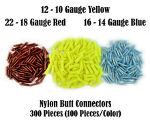 Load image into Gallery viewer, Patron 300 Wire Butt Connectors Yellow/Blue/Red Nylon Car Audio Crimp Terminals