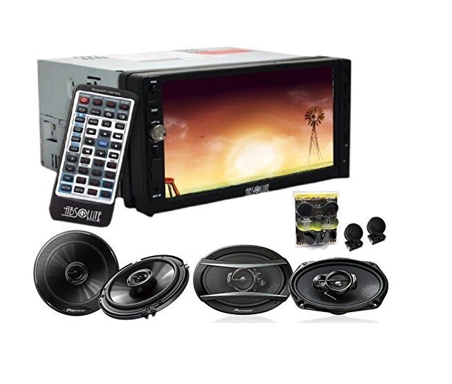 Absolute DD-3000 7" Double Din Car Stereo CD MP3 DVD Player With 2 Pair Pioneer TS-A6966R SPKS & TW600