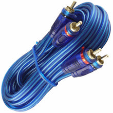 Charger l&#39;image dans la galerie, ABSOLUTE 20 Ft 2 Ch Blue Twisted Car Amp Rca Jack Cable Interconnect 20ft