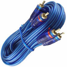Load image into Gallery viewer, ABSOLUTE 6 Ft 2 Ch Blue Twisted Car Amp Gold RCA Jack Cable Interconnect