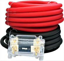 Load image into Gallery viewer, MK Audio MKIT025RB 0 Gauge Wire Red / Black Amplifier Amp Power/Ground Cable 1/0 Set - Free Fuse