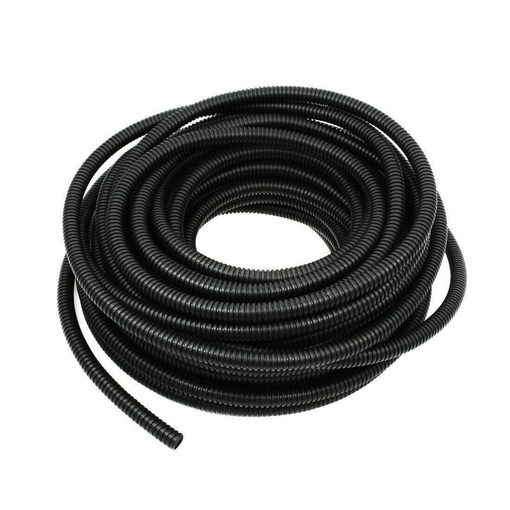 MR DJ DSLT14 100' 1/4" 6.35mm Black Split Wire Loom Conduit Tubing Sleeve Tube