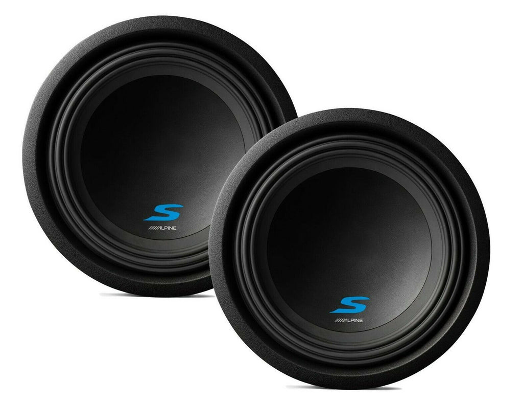 2 Alpine S-W10D4 Car Subwoofer<br/> 1800W Max, 600W RMS 10" S-Series Dual 4 Ohm Car Subwoofer