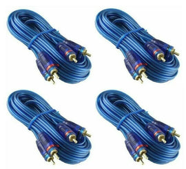 4 20' Raptor Neon Blue Series RCA Audio Cable