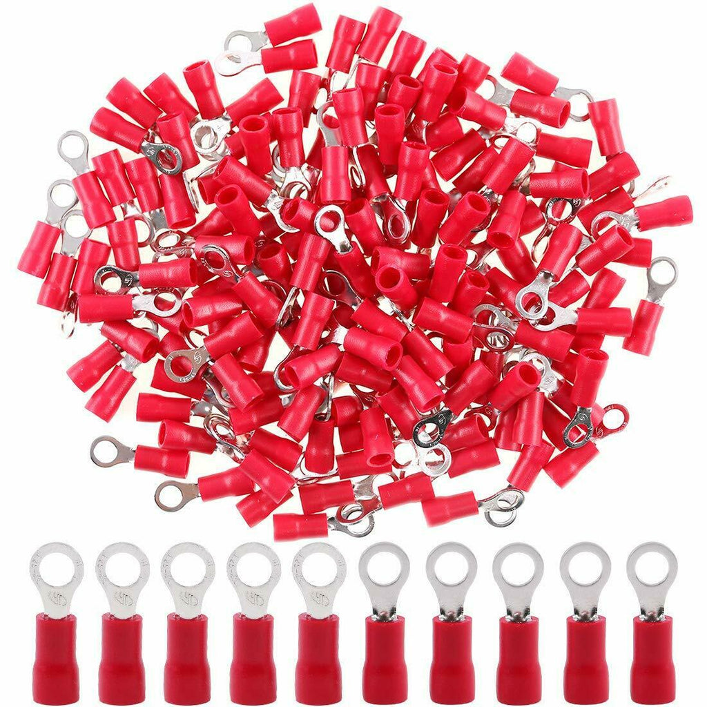 MK Audio MRT2218R 1000 pcs #8 Red MRT2218R 22/16 Gauge Vinyl Insulated Connectors Ring Terminal