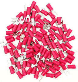 MK Audio MSR8-200 200PCS 18-22AWG #8 Red Insulated Fork Spade Wire Connector Electrical Crimp Terminal