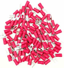 Charger l&#39;image dans la galerie, MK Audio MSR8-200 200PCS Red Insulated Fork Spade Wire Connector Electrical Crimp Terminal 18-22 AWG 100