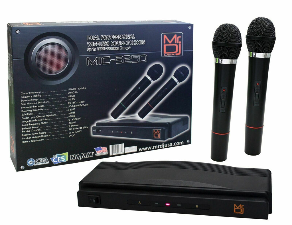 MR DJ MIC3250 Dual Handheld Wireless Mic System