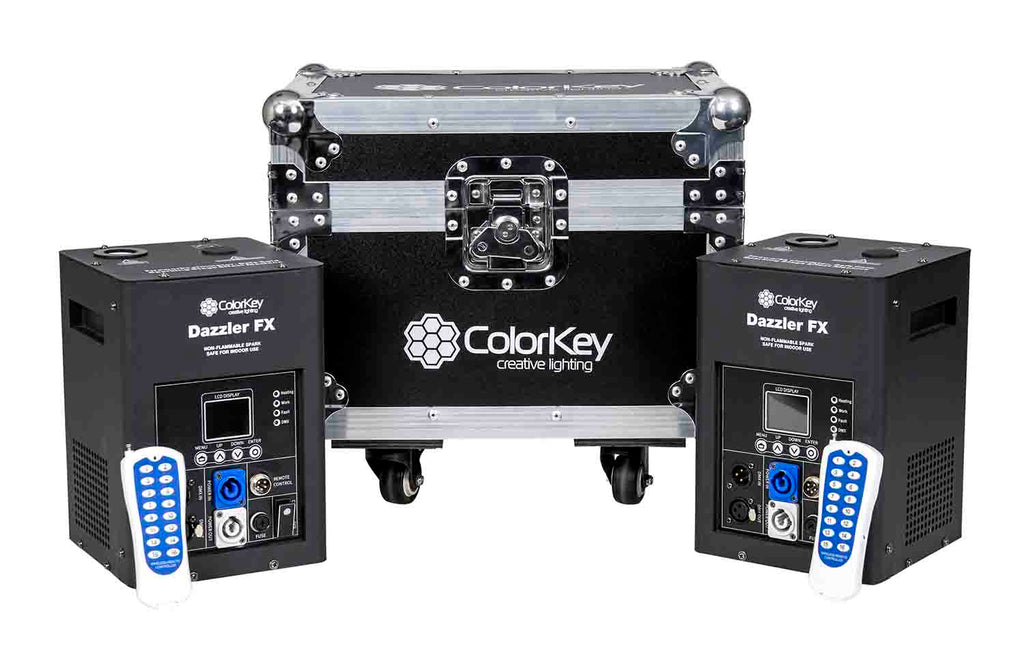 Colorkey CKU-7702 Cold Spark Machine Bundle 2 Dazzlers with Road Case - Black