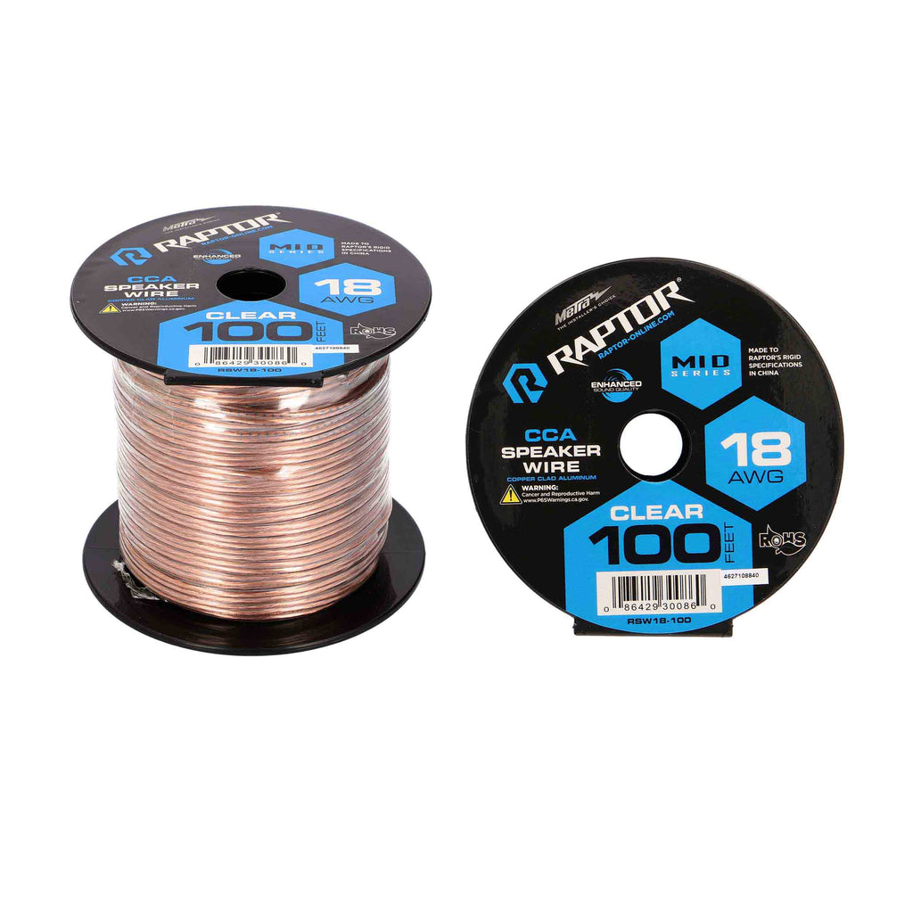 Raptor RSW18-100 Speaker Wire 18GA CLEAR 100FT - Vice Series