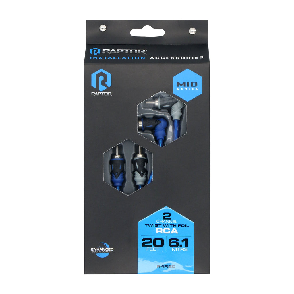 Raptor R4R20 RCA 2-Channel Audio Cable - Mid Series 20 Feet