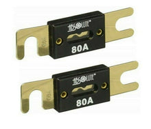 Charger l'image dans la galerie, 2 PACK 80 AMP ANL FUSE FUSES GOLD PLATED INLINE WAFER HIGH QUALITY HOLDER