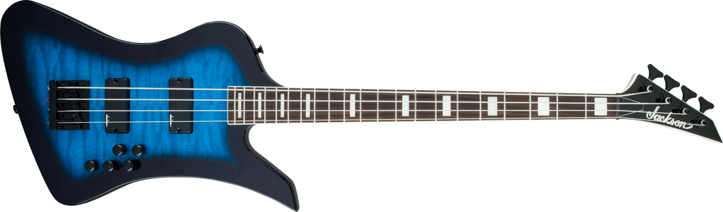 Jackson JS Series Kelly™ Bird JS3Q, Amaranth Fingerboard, Transparent Blue Burst