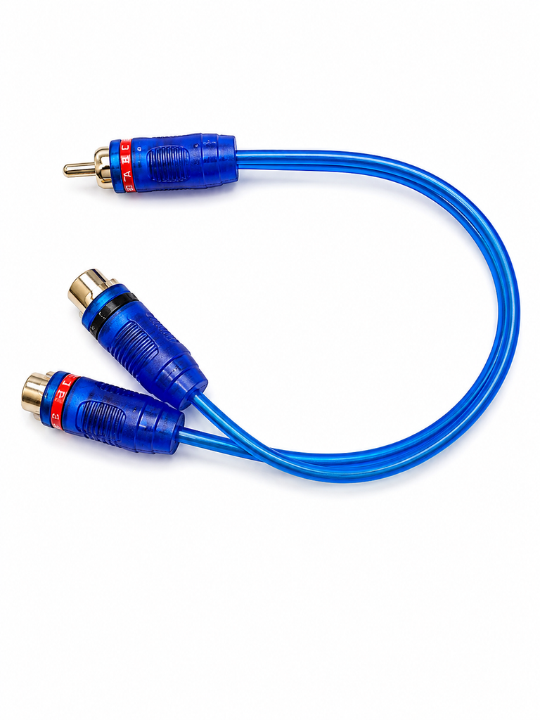 10 Absolute ABC-2F1M BLUE Y-Adapter 2Female to 1Male RCA Interconnect Audio Cable