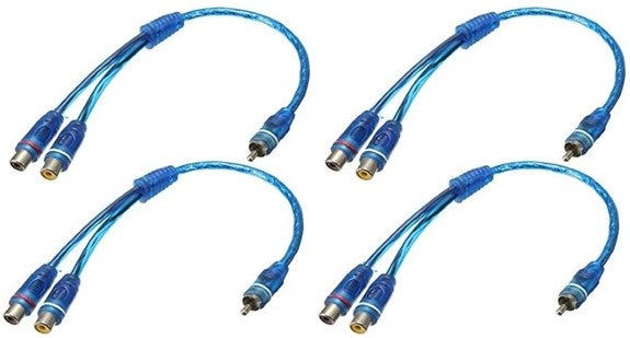 4 Absolute ABC-2F1M BLUE Y-Adapter 2F-1M RCA Interconnect Audio Cable