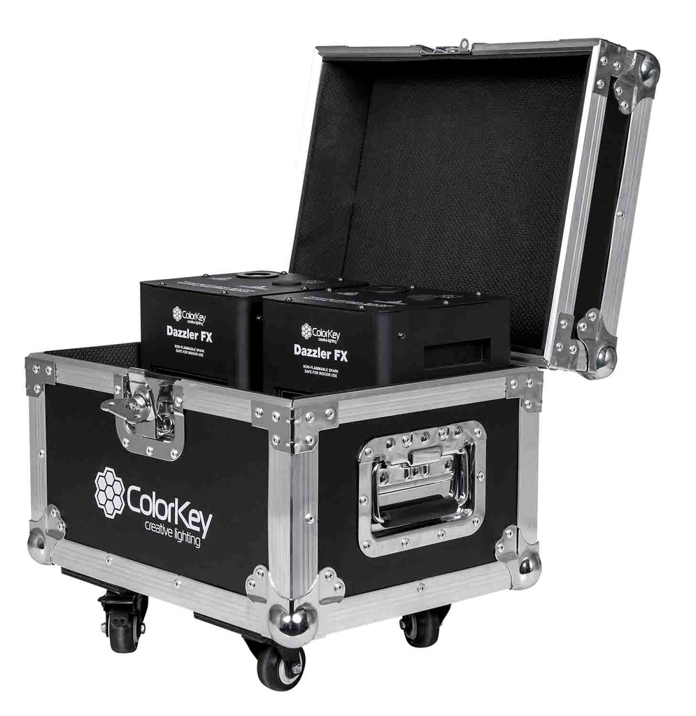 Colorkey CKU-7702 Cold Spark Machine Bundle 2 Dazzlers with Road Case - Black