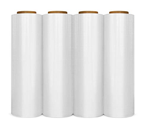 BM Paper 1 X 4 Plastic Shrink Stretch Wrap 445mm x 450m, 4RLS/CS 18" X80 Gauge Heavy Duty, Anti-Static, High Performance, Pre-Stretched, Puncture Resistant, Rust Prevention Shrink/Stretch Wrap