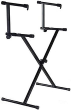 Charger l&#39;image dans la galerie, MR DJ KS500 2 Tier Double X Keyboard Stand Adjust Height Portable Two-Tier Stand