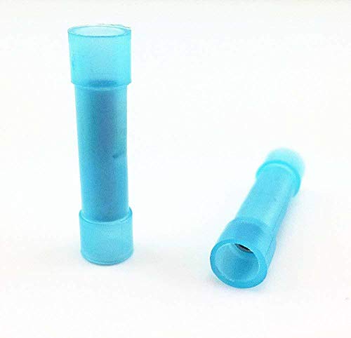 Nylon 16-14 AWG Wire Connectors Electrical Crimp Butt Connector Fully Insulated Splice Wire Terminals Blue