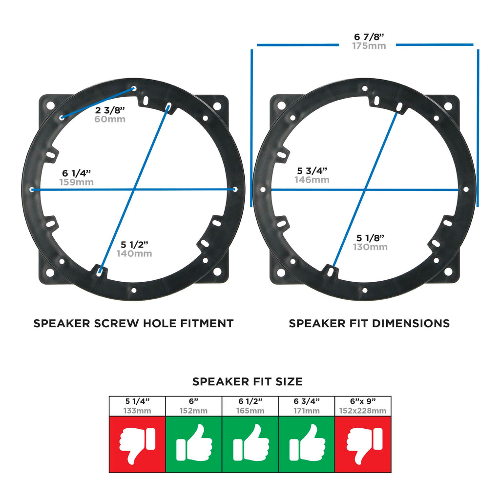 Metra 82-7300 Speaker Plate 6-6.75" Compatible Fits Hyundai/Kia/Genesis 10-20 Pair