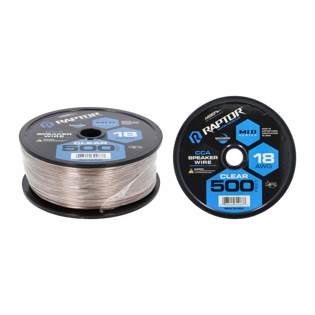 Raptor RSW18-500 Speaker Wire 18GA CLEAR 500FT - Vice Series
