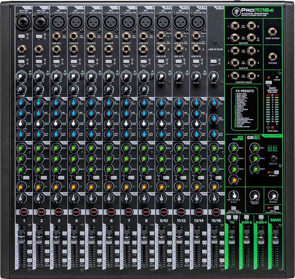 Mackie ProFX16v3 16-Channel Professional Effects Mixer with USB